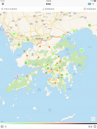 香港16個空氣監測站及深圳11個監測站的位置。